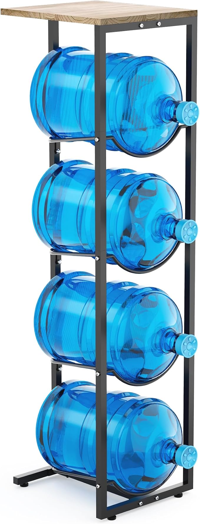 MYLOLF 5 Gallon Water Jug Holder with Storage Shelve : 4 Tier Water Jug Stand Holder for 5 Gallon Water Dispenser- 5 Gal Water Bottle Storage Rack Organizer for Home Kitchen Garage by MYLOLF