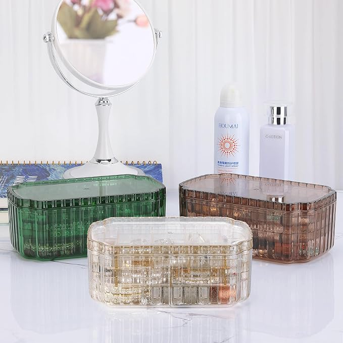 LETURE 3-Layer Jewelry Organizer Box for Earrings, Rings, Necklaces, Bracelets, Clear Plastic Bead Storage Containers for Crafts (Gold) - Image 3