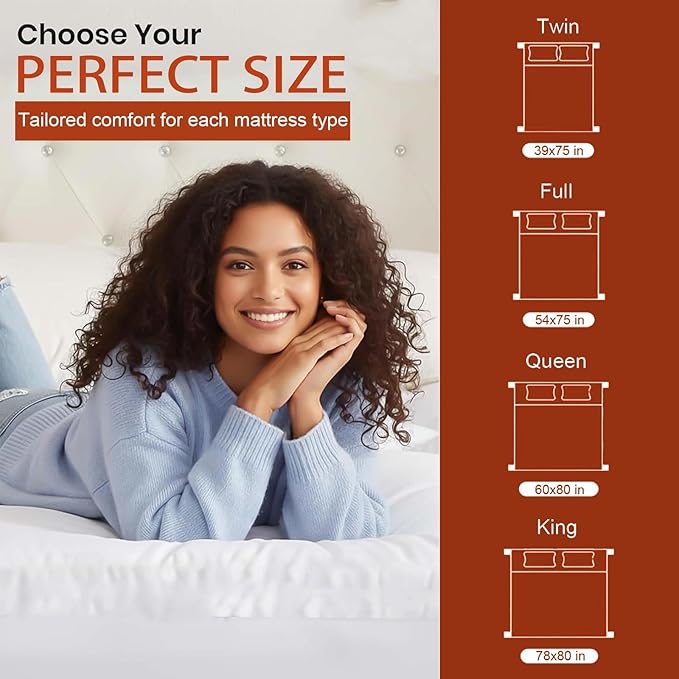 Luxury Hotel Sellected 3 Inch Mattress Topper, Goose-Down-Like Fiber Mattress Topper for Any Season Any Room, Ultra Fluffy and Long-Lasting, Durable, 4 Elastic Bands, Full