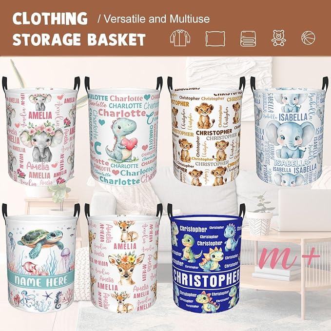Custom Name Laundry Hamper, Personalized Laundry Basket with Name for Baby Boys Girls, Customized Collapsible Dirty Clothes Hamper Storage with Handles for Bedroom Bathroom Dorm Room Decor - Image 5