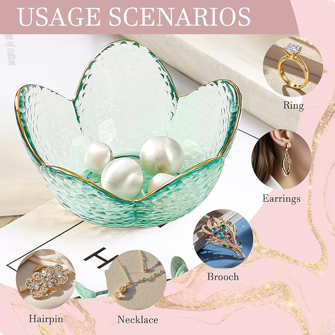 Binoster Friendship Gifts For Women Jewelry Dish Glass Ring Dish Jewelry Tray Cute Vanity Organizer Room Decor Jewellery Tray Trinket Dish Cute Bedroom Decor Christmas House Warming Gifts for women - Image 9