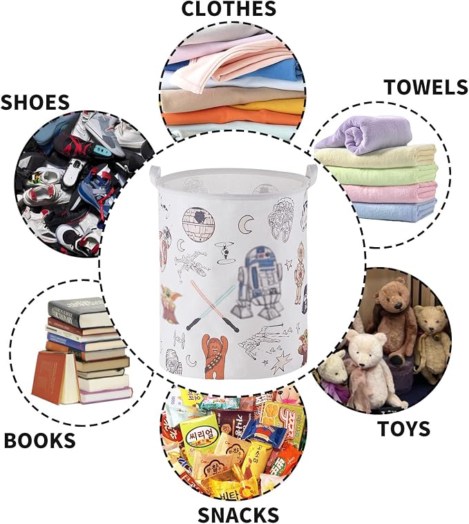 Room Nursery Decor,Baby Laundry Large Hamper Foldable With Waterproof Pe Coating,Dirty Clothes Basket Featuring The Child,Bedroom,Bathroom Set,Toy Bin,Kids Birthday Gifts,White (round) - Image 5