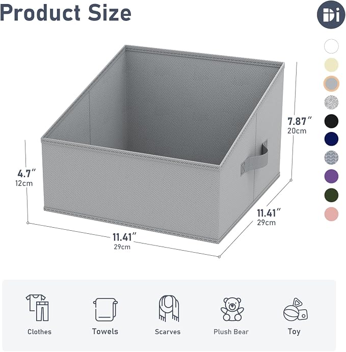 DIMJ Closet Storage Bins 8 Pack - Fabric Trapezoid Closet Organizer Bin, Foldable Storage Baskets for Shelves, Closet Shelf Organizer, Clothing Storage Box for Toys, Books, Towel, Clothes - Image 2