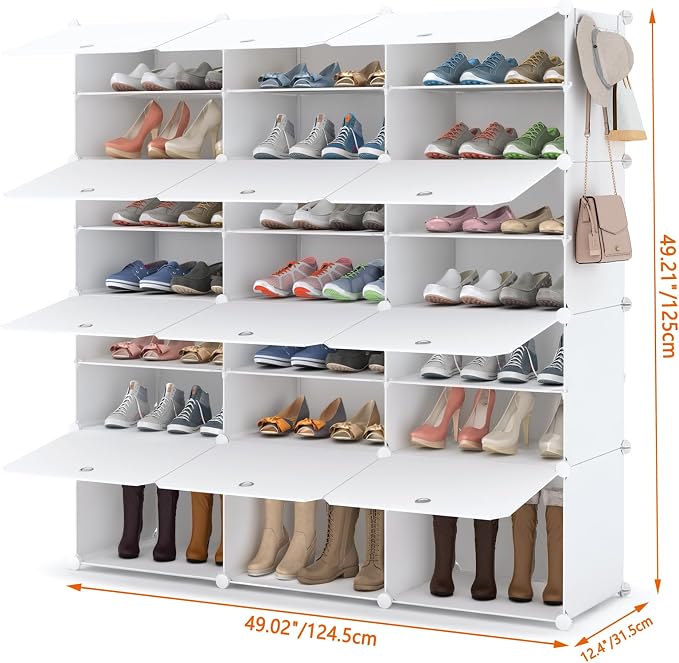 HOMIDEC Shoe Storage Cabinet, 48 Pairs Shoe Rack 3 by 8 Tier Space Saving Shoe Organizer for Closet Hallway Living Room Bedroom Garage - Image 3