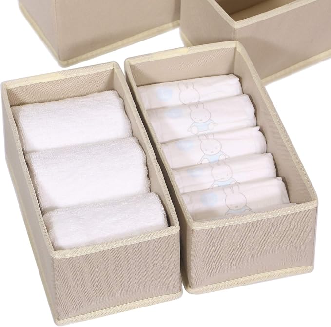 DIOMMELL 6 Pack Foldable Cloth Storage Box Closet Dresser Drawer Organizer Fabric Baskets Bins Containers Divider with Drawers for Clothes, Underwear, Bras, Socks, Lingerie, Clothing - Image 6