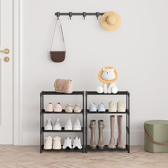 Autonomier 4 Tier Extra Small Shoe Rack (16.3" Wide), Narrow Stackable Shoe Shelf for Kids Toddler Adult, Lightweight Shoe Rack Stand for Closet Dorm Storage Organizer, Front Door Entrance, Entryway - Image 2