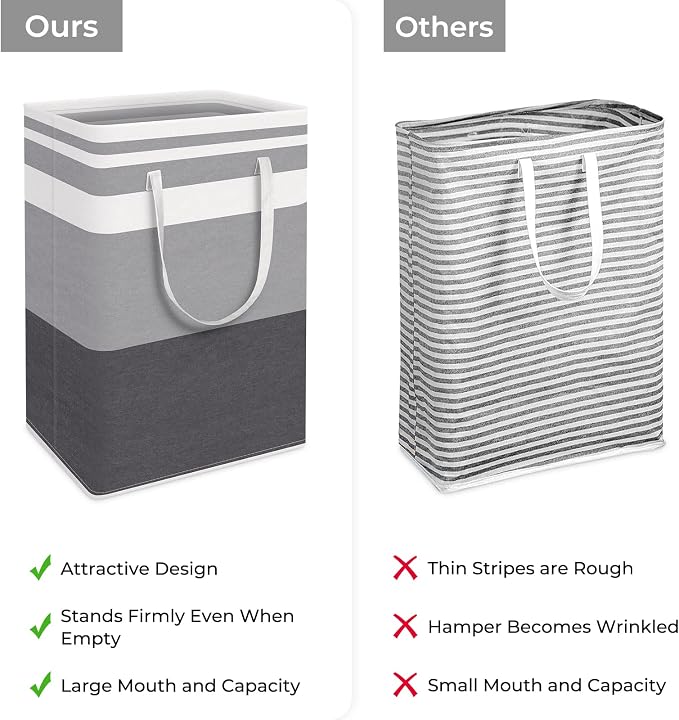 HomeHacks 4-Pack Large Laundry Basket,75L Each Waterproof, Freestanding Laundry Hamper, Collapsible Tall Clothes Hamper with Extended Handles for Clothes in the Dorm and Family-Gradient Grey - Image 5