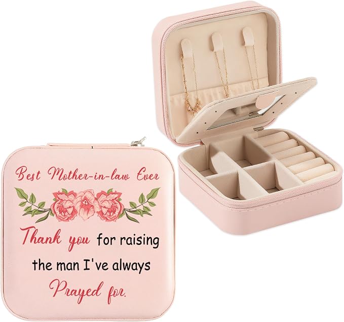 Mother in Law Gifts from Daughter-in-Law Christmas Valentines Mothers Day Birthday Gifts for Mothers in Law Future Mother-in-Law Wedding Gift Pink Portable Travel Jewelry Box Jewelry Case by Unknown