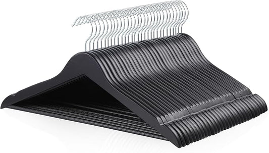 Amazon Basics Wood Suit Clothes Hangers for Closet Organizer, Black, 30-Pack by AmazonBasics