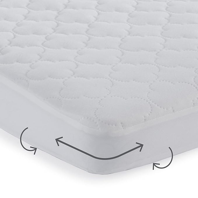 Sealy Baby Mini Crib Mattress Protector Pad Cover, Durable Waterproof Topper, Portable and Comfortable for Newborns Infants and Toddlers, Machine Washable and Dryer Friendly, 38” x 24”- White