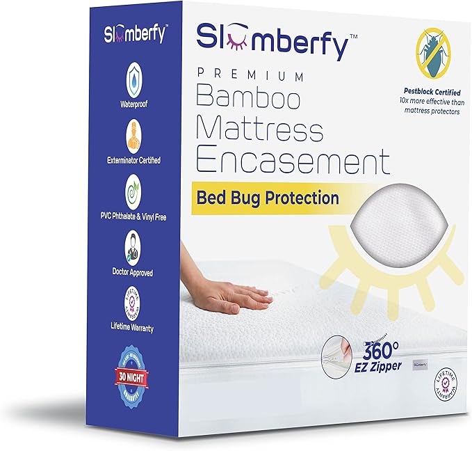 Twin XL Size Waterproof Viscose Made from Bamboo Mattress Encasement by Slumberfy - Premium Skin-Safe Mattress Protector with 360° EZ Zipper, Bed Bug, Zippered Encasement (39x80 in)