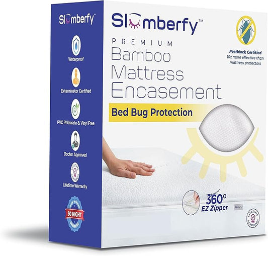 Twin XL Size Waterproof Viscose Made from Bamboo Mattress Encasement by Slumberfy - Premium Skin-Safe Mattress Protector with 360° EZ Zipper, Bed Bug, Zippered Encasement (39x80 in)