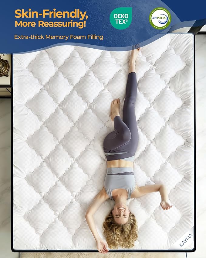 3 Inch King Mattress Topper, Extra Thick Memory Foam Mattress Pad for Back Pain Relief, Pillow Top Mattress Topper King with Breathable Air Mesh, Soft Fluffy Supportive Pressure-Relieving Bed Topper