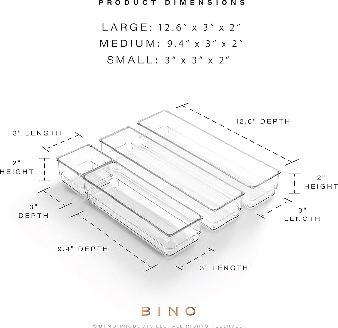 Bino 4-Piece Drawer Bin Set | THE MODULAR | Bathroom & Desk Drawer Organizer Bins - Large - Image 3