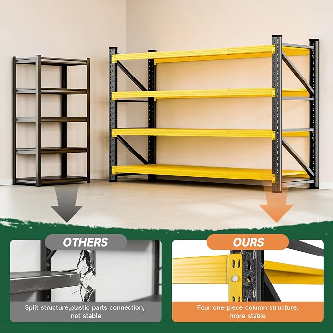 Letaya 71.3" W Metal Storage Shelves,5000LBS Heavy Duty Garage Shelving Units, 4 Tier Adjustable Utility Rack Shelf,Large Industrial Shelves,for Shop,Warehouse,Basement (71.3" W x 24" D x 70" H) - Image 8