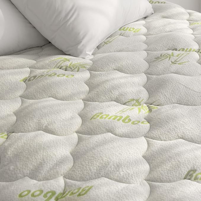 King Size Air Mattress Topper Cover, Thick Quilted Mattress Topper, Viscose Made from Bamboo Pillow Top King Mattress Pad with Deep Pocket Fits Up to 23 Inch Mattress