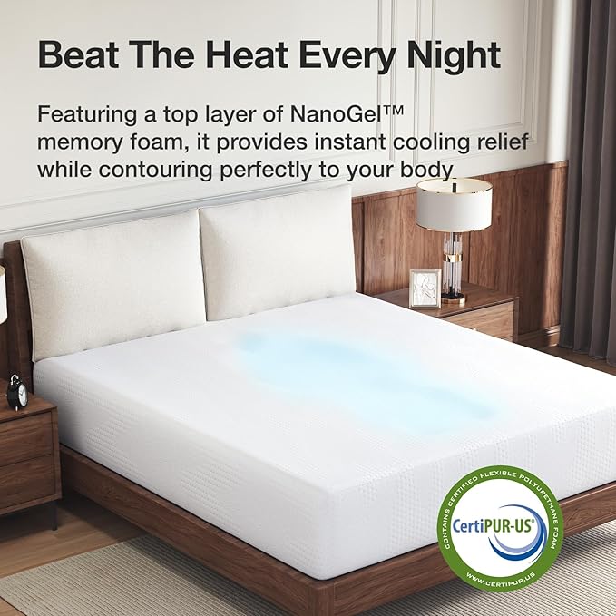 Novilla California King Mattress, 14 inch Cal King Mattress in a Box, Gel Memory Foam Mattresses for Cooling Night Sleep, Comfort Support,CertiPUR-US Certified,White