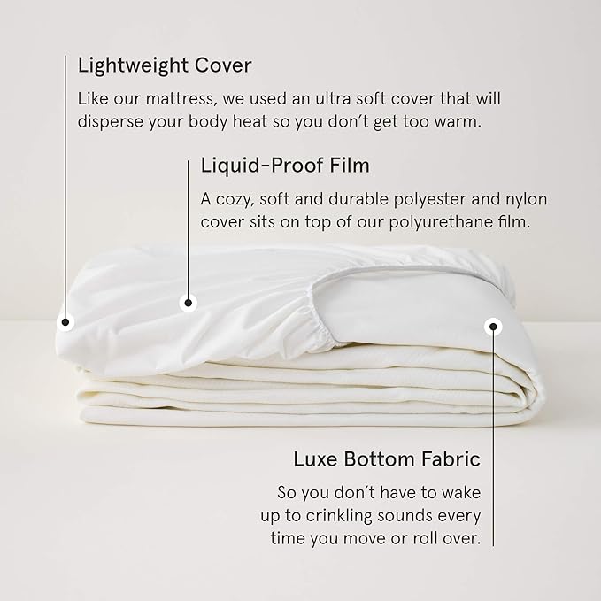 Tuft & Needle King Mattress Protector - Waterproof, Liquid-Proof, Sleeps Quiet, Fitted Sheet Style, Soft and Comfortable White