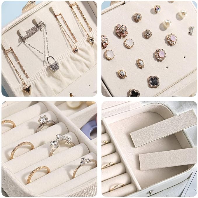 CASEGRACE Jewelry Box For Women Travel Jewelry Organizer Double Layer for Necklace Earring Rings Jewelry Holder Case - Image 5