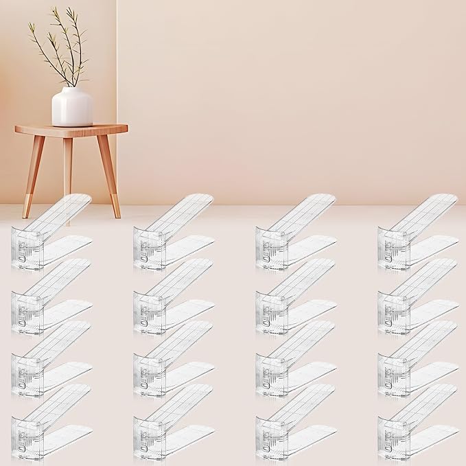 FENRUNXU Shoe Slots Organizer for Closet,16 Pack Shoe Stacker Shoe Rack Organizer for Closet Space Saver Storage Shoe Holder Organization(Transparent) by FENRUNXU