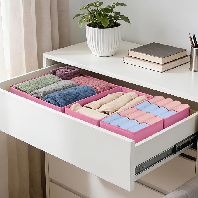 Drawer Organizer Clothes, 16 Pack Dresser Organizer Bins, Foldable Closet Organizers and Storage Fabric Dresser Bins, Shallow Drawer Dividers for Clothing, Underwears, Socks, Tie - Image 6