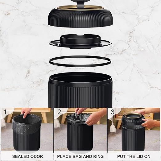 Motion Sensor Bathroom Trash Can with Lid, 3 Gallon / 11L Automatic Bathroom Garbage Can, Smart Black Garbage Can, Touchless Trash Bin, Small Waste Basket for Bedroom, Kitchen, Apartment,Office - Image 5