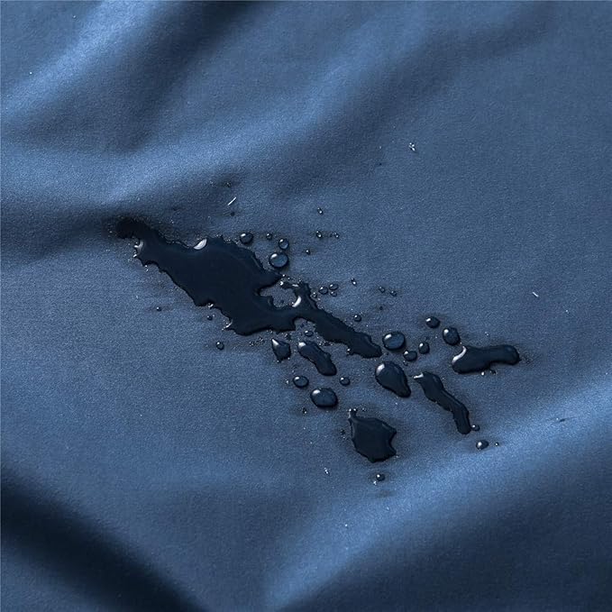Holawakaka Twin Waterproof Mattress Protector Navy Blue Fitted Sheet Breathable Bed Mattress Pad Cover, 14" Deep Pocket (Navy Blue, Twin)