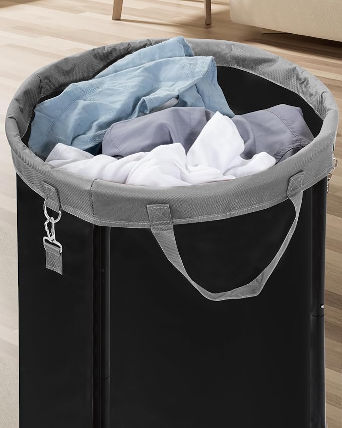 STORAGE MANIAC Rolling Laundry Hamper with Wheels 110L Laundry Basket, Round Laundry Cart with Metal Frame and Removable Bag, Clothes Hamper for Bedroom, Bathroom, Dorm Room, Laundry Room, Black - Image 5
