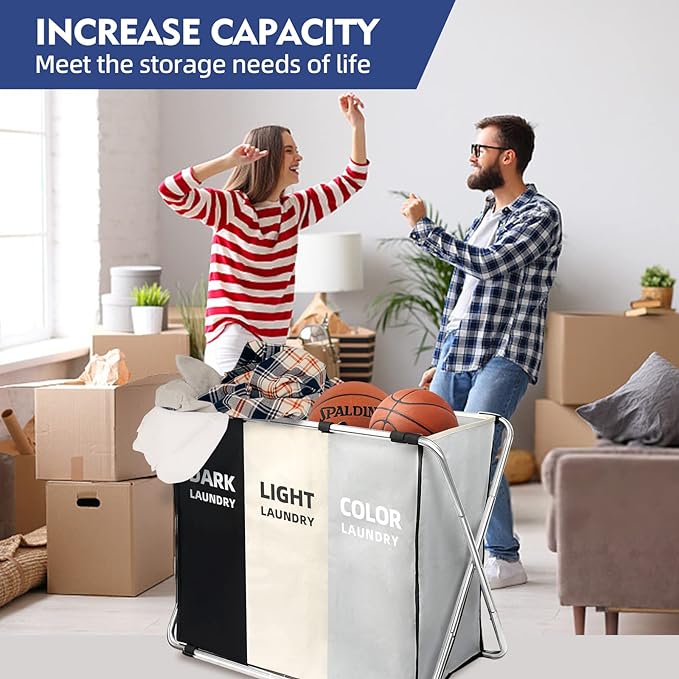 180L Large Laundry Basket, Freestanding Laundry Hamper, Collapsible Tall Clothes Hamper with Handles for Dirty Clothes in the Dorm & Family Closet Storage Container and Organizer (1-Pack) - Image 3