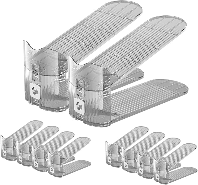 CiBiZi Clear Shoe Slots Organizers 10Pack Shoe Stacker Organizer for Closet Shoe Stackers for a Pair of Shoes Shoe Display Shelf Shoe Rack Holders Space Saver Organizador de Zapatos (Grey) by CiBiZiUS