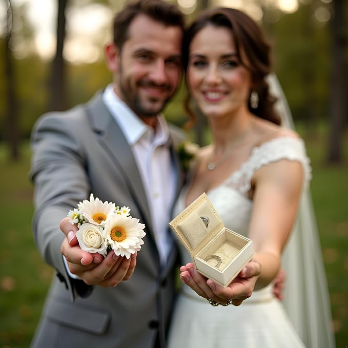 Book Shaped Ring Box - Vintage Engagement Ring Box with Hinged Lid for Proposal Engagement Wedding, Proposal Ring Case -PRB016-Yellow - Image 7