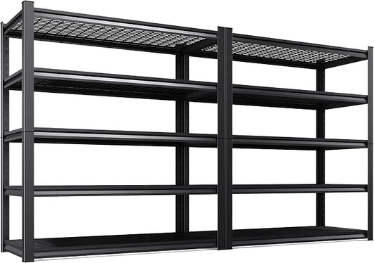 2 Pack-46 ''W Storage Shelves, 71‘’H Garage Shelving, Adjustable Garage Shelves, 3000lbs Heavy Duty Shelving ,5 Tier Garage Storage Shelves,Easy-To-Install Metal Shelf Storage Rack Shelving Unit by KORVENA