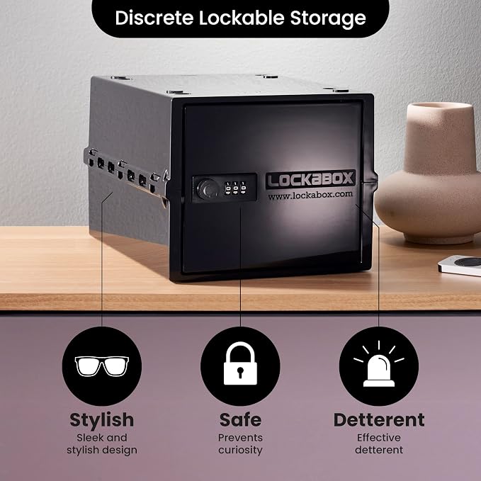 Lockabox One™ | Compact and Hygienic Lockable Storage Box for Food, Medicines, Tech and Home Safety | One Size 12 x 8 x 6.6 inches externally (Jet) - Image 10