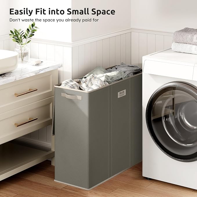 SOLEDI 180L 3-Section Laundry Hamper with Lid, Extra Large Dirty Clothes Basket with Sturdy Handles for Laundry Room & Bedroom - Durable Organizer for Sorting Laundry - Image 5