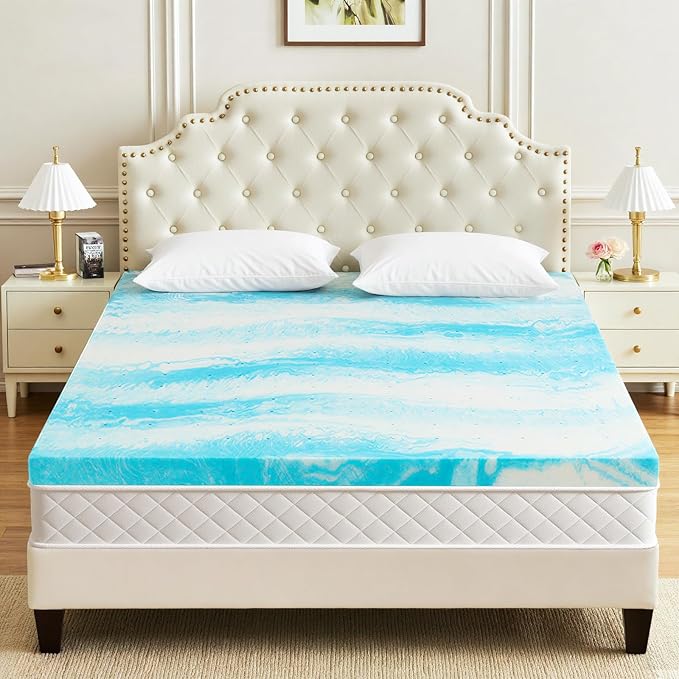 Mattress Topper Twin, 4 Inch Gel Infused Memory Foam Mattress Topper, Pressure Relief, Mattress Pad, Breathable Bed Topper, CertiPUR-US Certified