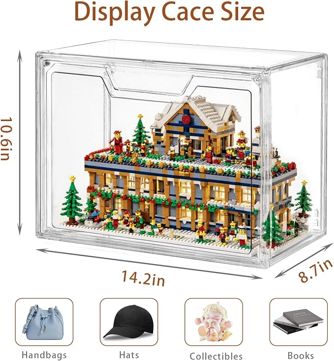 Freebat Stackable Storage Bins, Clear Acrylic Display Case, 9-Pack Acrylic Boxes with Lids, Clear Storage Containers Storage for Handbags, Collectibles & Figures - Image 4