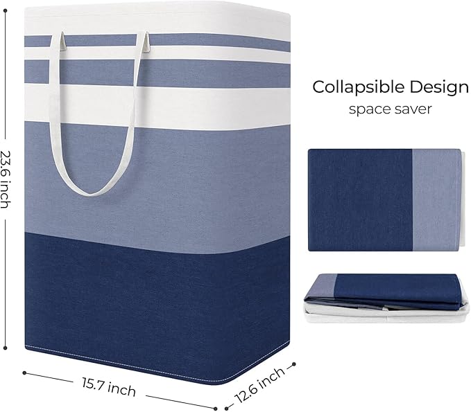 StorageRight Laundry Basket Hamper Large Collapsible Laundry Hamper with Easy Carry Handles，Freestanding Clothes Hampers for Laundry, Bedroom, Dorm, Clothes, Towels, 75L, Gradient Blue - Image 2