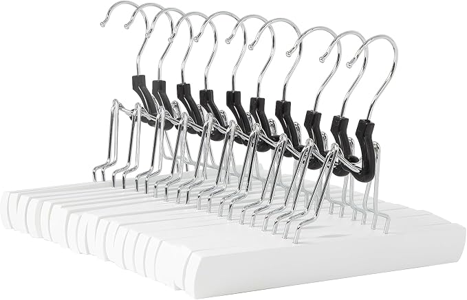 Amazon Basics Wooden Pants Hangers - White, (Pack of 60) by AmazonBasics