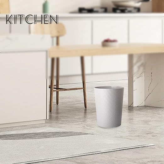 UUJOLY Small Trash Can Wastebasket Garbage Can Container Bins for Bathrooms, Laundry Room, Kitchens, Offices, Kids Rooms, Dorms (Grey) - Image 2