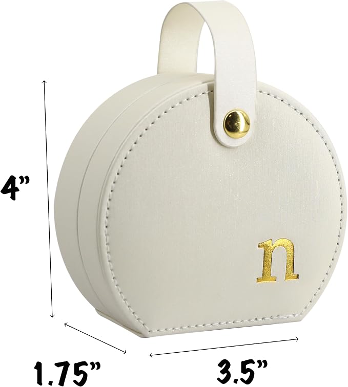 COLLECTIVE HOME - Travel Jewelry Case, Elegant Half-Moon Design with Gold Monogram, Detachable Handle, Personalized Accessory Organizer, Gift for Fashion-Forward Women and Teens (n) - Image 2