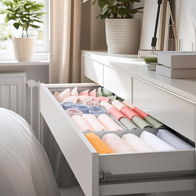 Criusia Drawer Organizer Clothes, 10 Pack Dresser Organizer for Baby Clothes, Underwear, Sock- Foldable Closet Organization and Storage Dividers Bins for Nursery, Bedroom (Grey) - Image 8