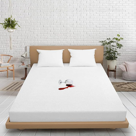 Alaskan King Waterproof Terry Cotton Cover - Fitted Sheet Style Breathable Mattress Cover - Terry Cotton Surface [Alaskan King, White] 18 Inch Deep Pocket