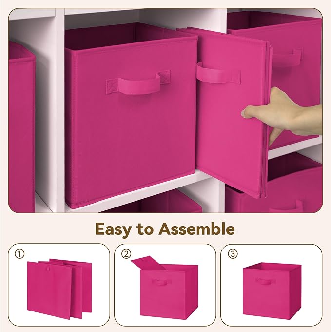 GRANNY SAYS 11 Inch Cube Storage Bins, Cube Storage Organizer, Fabric Storage Bins, Storage Cubes for Shelves, Closet, Toy Storage Bins for Kids Room, Play Room, Rose Red, 6-Pack - Image 4