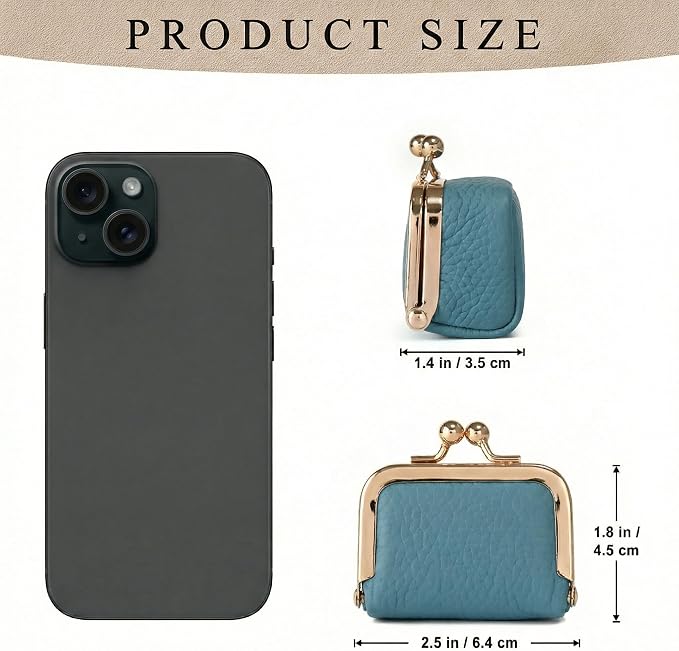 Zivyes Mini Jewelry Box Travel Small Coin Purse Organizer Case Genuine Leather Tiny Size (sky blue) - Image 3