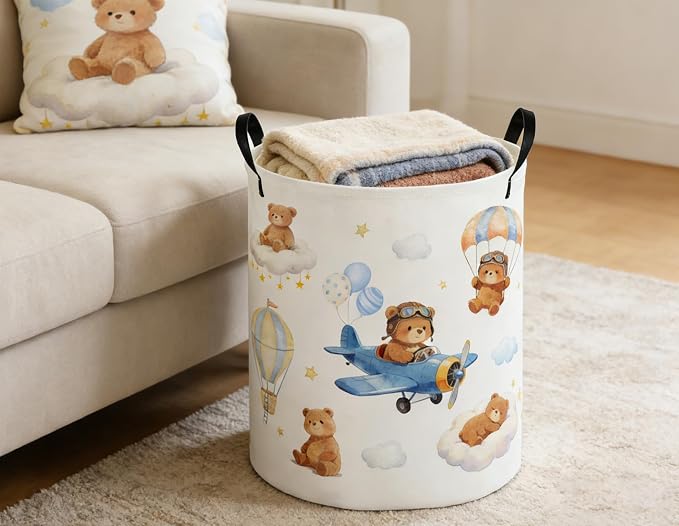Kids Laundry Basket Bear Hamper for Nursery Animal Hamper Cute Kids Storage Bin Room Decor for Home(Bear) - Image 5