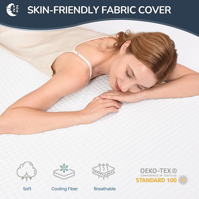 3 Inch Gel Memory Foam Mattress Topper Queen, Breathable Cooling Mattress Topper for Back Pain Relief, Washable Cooling Cover and High Density Memory Foam Included for Dorm, Bedroom