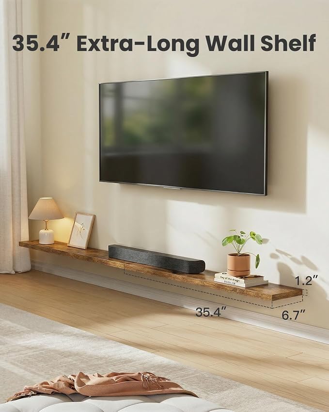 AMADA HOMEFURNISHING 35.4" L Floating Shelves, Wall Shelves Set of 3 for Bathroom/Living Room/Bedroom/Kitchen, Floating Shelves for Wall Decor with Invisible Brackets - AMFS45V - Image 4