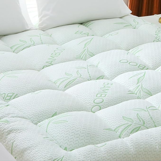 Extra Thick Mattress Topper Twin Size, Waterproof Soft Viscose Derived from Bamboo, Pillow Top Mattress Pad, Mattress Cover 1000GSM Filling with Deep Pocket for Back Pain Relief