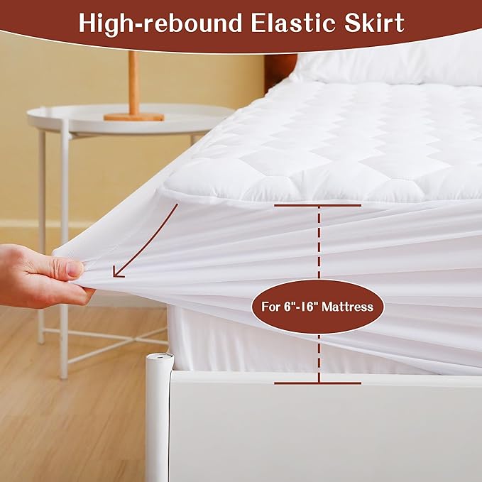 GOONIK Waterproof Mattress Protector, Noiseless Twin Size Mattress Pad Cover with 6-16 Inches Deep Pocket, 2 Pack, White