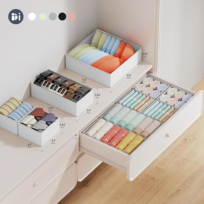 DIMJ Drawer Organizer Clothes Storage- 18 Pack Baby Dresser Organizer for Nursery, Foldable Closet Drawer Organizer Bins for Bedroom Organization, Fabric Storage Dividers for Socks, Underwears, Bras - Image 2